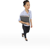Mei walking with binder