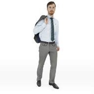 Man w jacket over shoulder